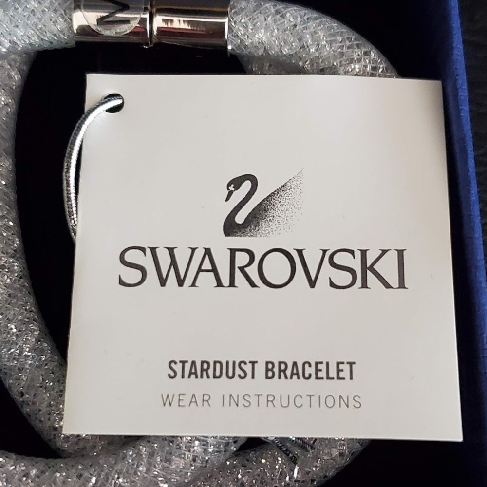 Swarovski Stardust Double Wrap Bracelet White Crystal Mesh Magnetic Clasp Size M - Picture 3 of 11